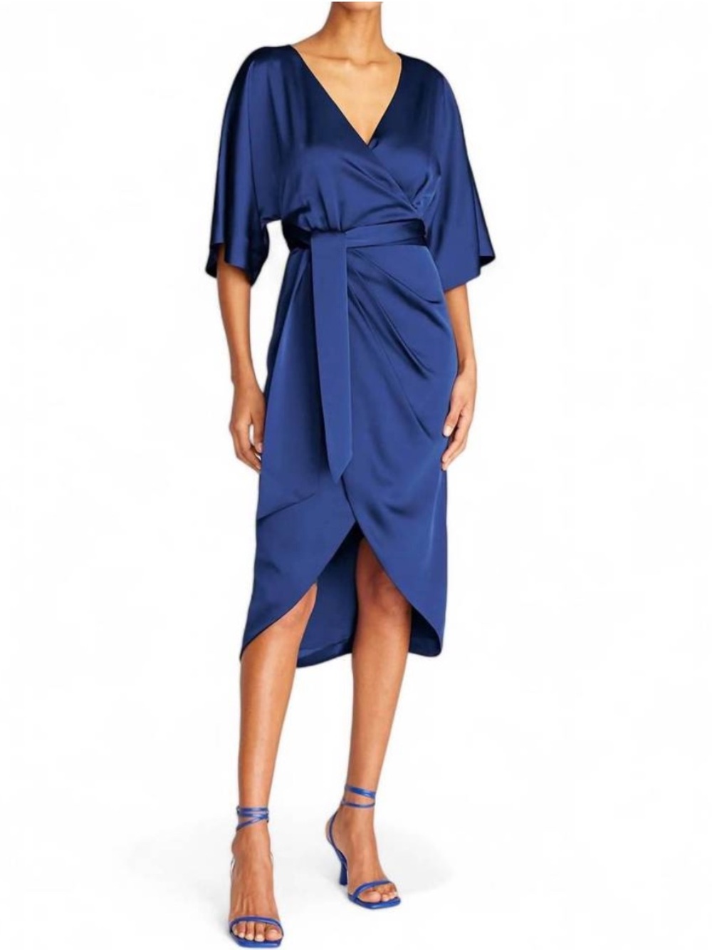NEW Theia Alicia V-Neck Cocktail Dress Size 10 Deep Sapphire Blue (Flawed) NWT